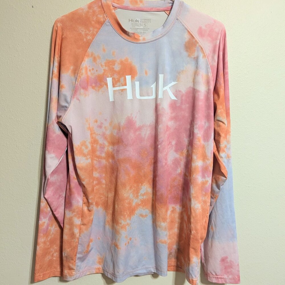 Huk Men's Long Sleeve Tie-Dye Shirt in Orange, Pink, Blue